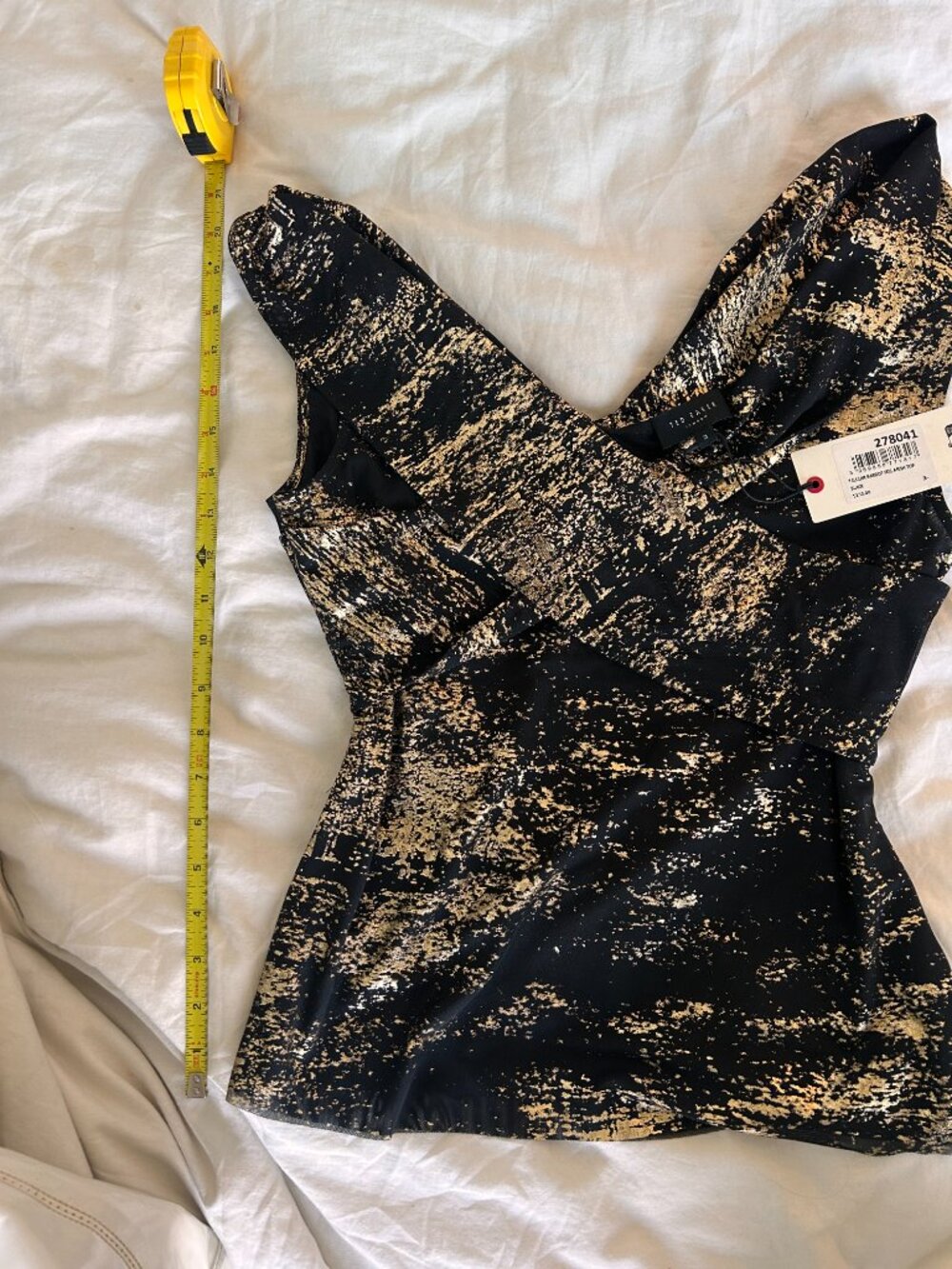 Ted Baker Talular Bardot Foil Mesh Silk Top - SIZE 3 - Picture 3 of 6